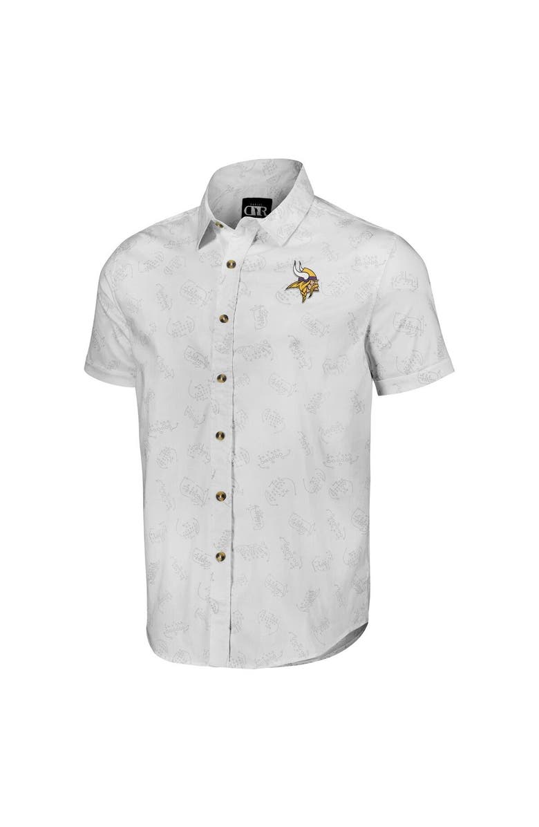 NFL X DARIUS RUCKER Men's NFL x Darius Rucker Collection by Fanatics White Minnesota Vikings Woven Short Sleeve Button Up Shirt, Alternate, color, 