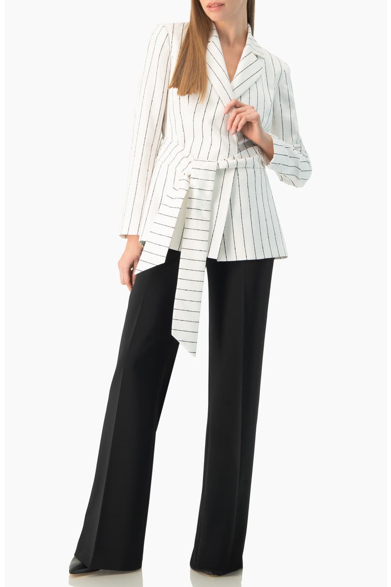 Structured High-Waist Wide-Leg Tailored Dress Trousers, Alternate, color, Black