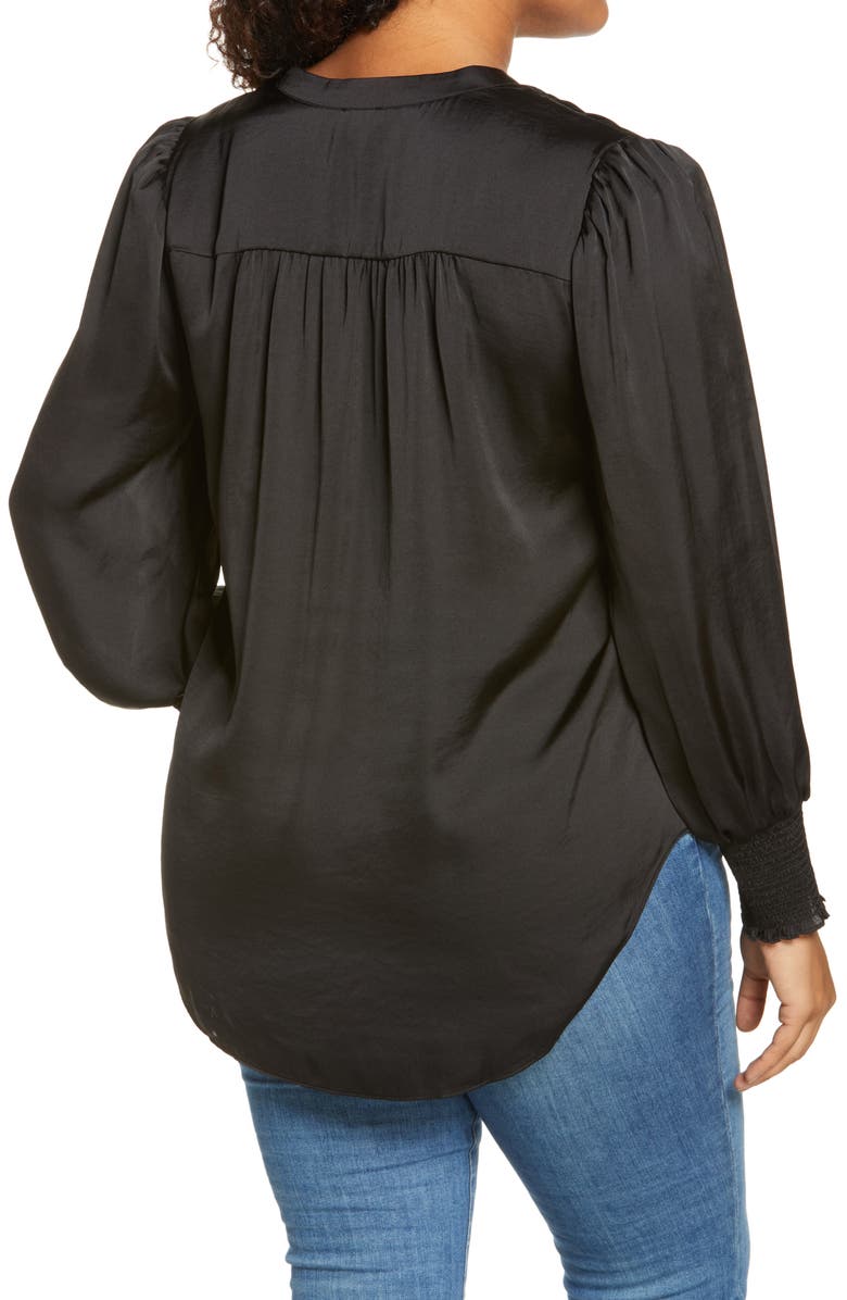 Vince Camuto Smocked Long Sleeve V-Neck Blouse, Alternate, color, 