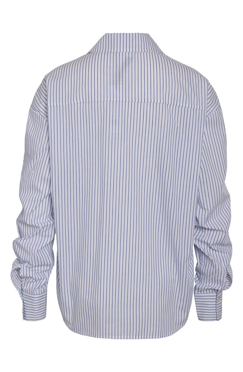 Noisy may Jada Stripe Cotton Blend Button-Up Shirt, Alternate, color, Bright White Stripes