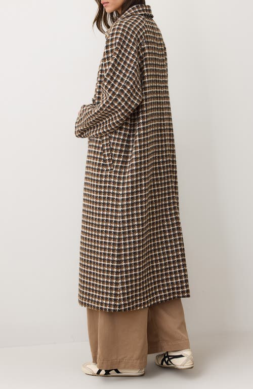 Marine Layer Hayes Houndstooth Trench Coat In Brown