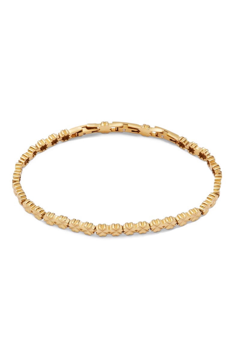 Alex and Ani Lucky Clover Tennis Bracelet, Main, color, Gold