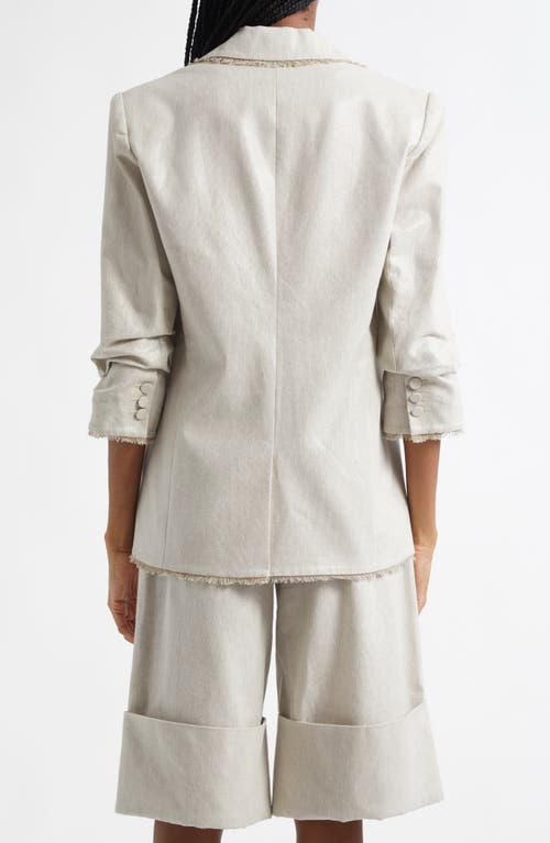 Cinq À Sept Kylie Metallic Linen & Cotton Blazer In Plaster