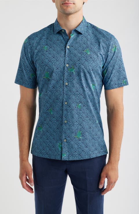 Chelonian Short Sleeve Cotton Button Up Shirt
