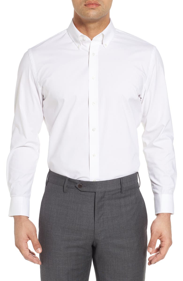 NORDSTROM MEN'S SHOP Tech-Smart Trim Fit Stretch Pinpoint Dress Shirt, Main, color, 