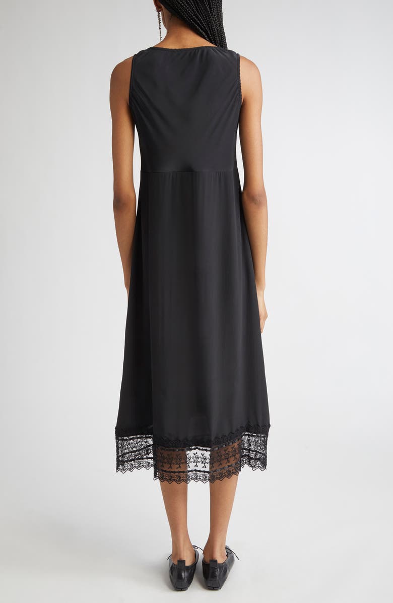 Simone Rocha Scoop Neck Lace Trim Midi Dress, Alternate, color, Black