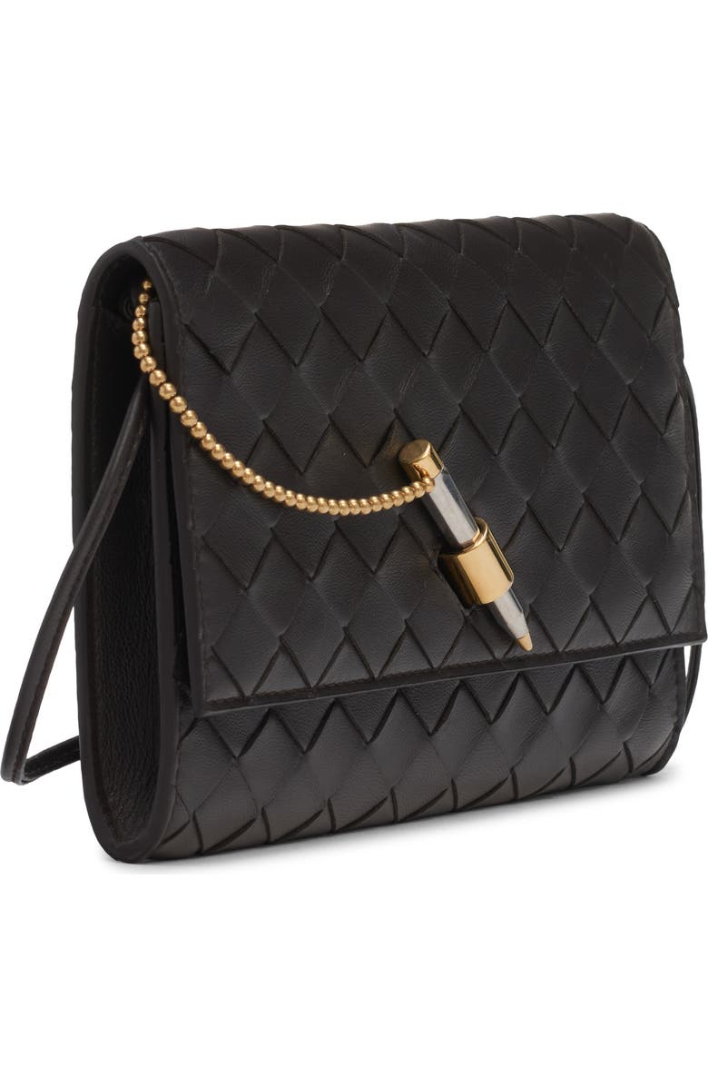 Bottega Veneta Andiamo Intrecciato Lambskin Crossbody Wallet, Alternate, color, 2095 Espresso-Brass V-Si