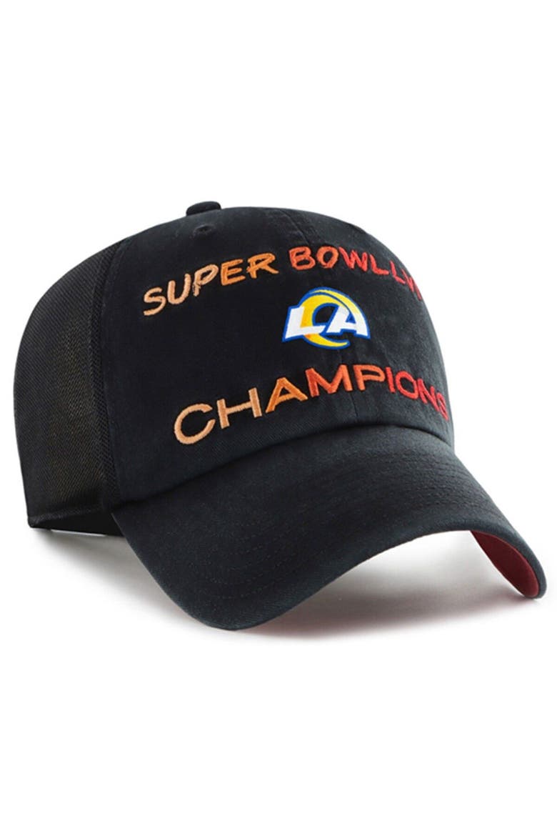 Men's '47 Black Los Angeles Rams Super Bowl LVI Champions Scene Trucker Clean Up Adjustable Hat, Alternate, color, Black