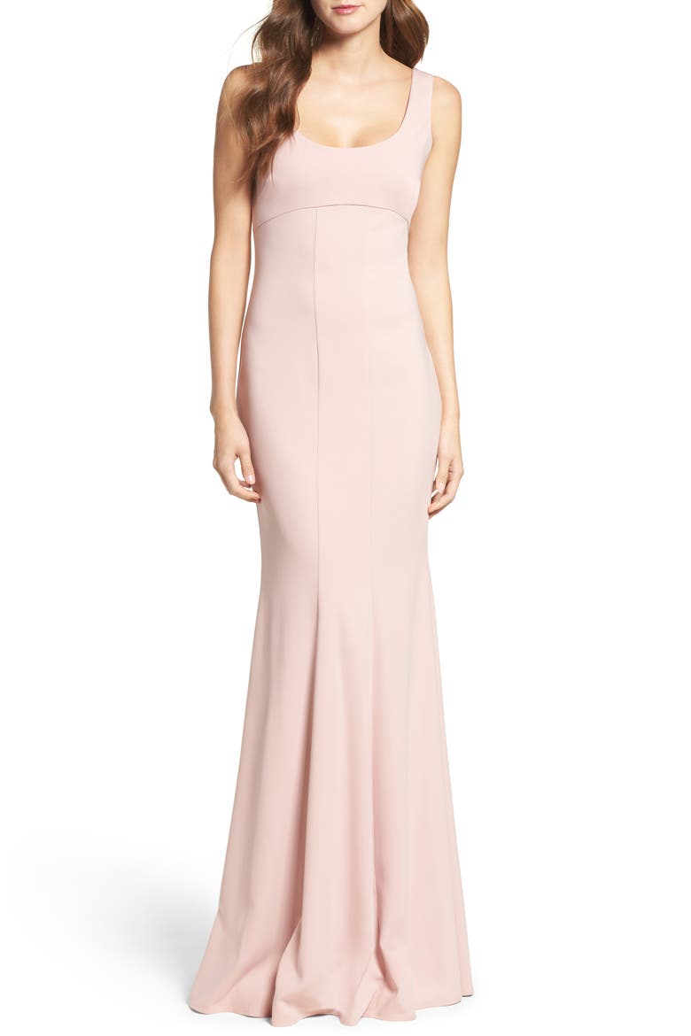Westward Stretch Crepe Gown, Main, color, DUSTY ROSE