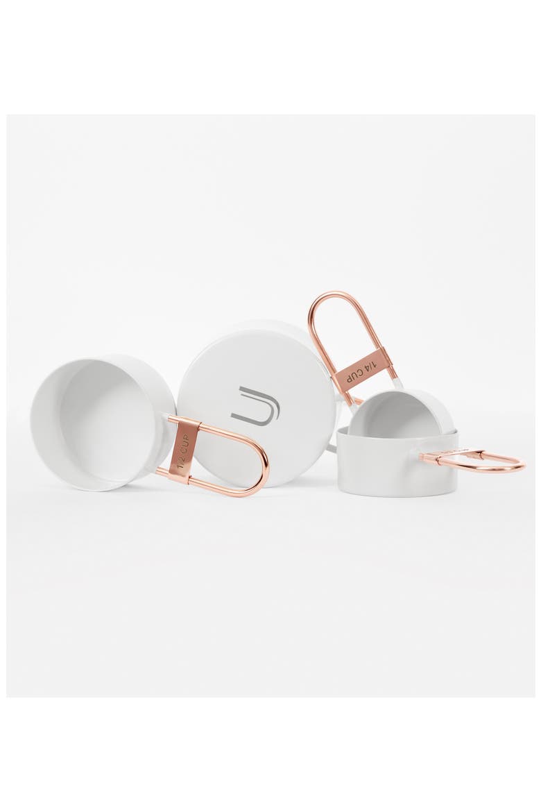 Uncommon James Set of 4 Copper & White Measuring Cups, Alternate, color, COPPER AND WHITE