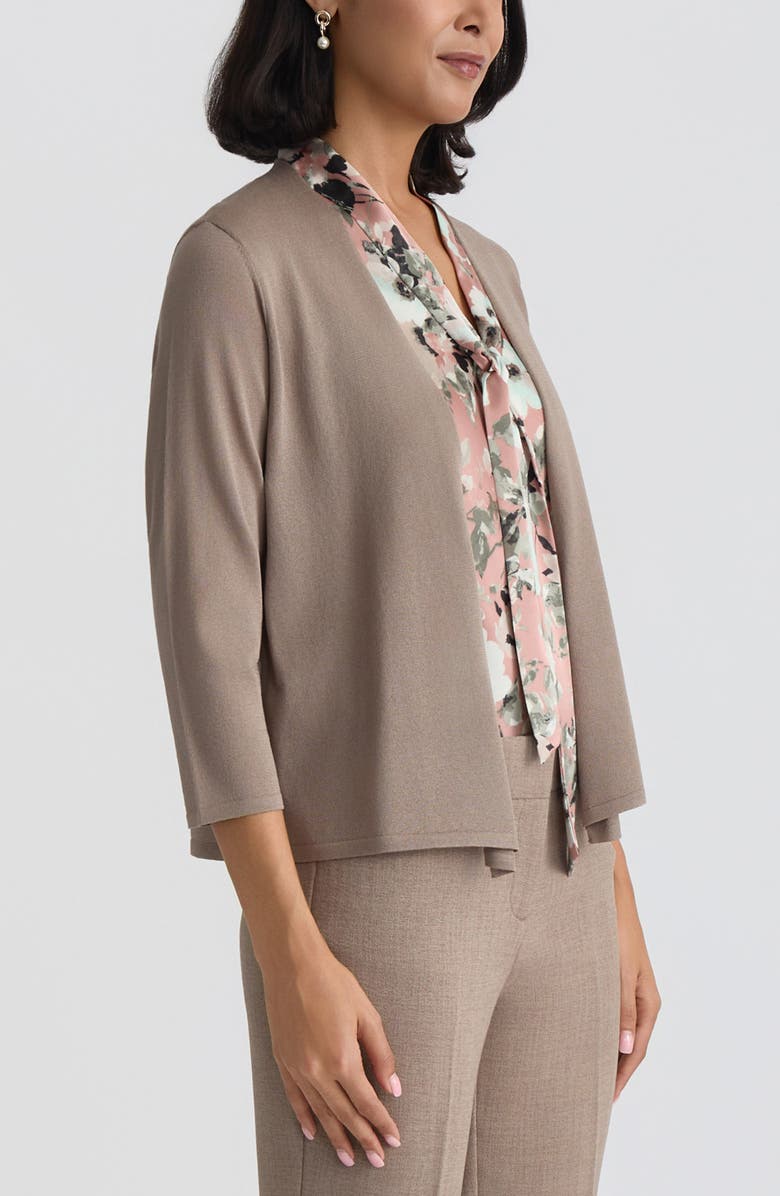 KASPER Crop A-Line Cardigan, Alternate, color, Taupe