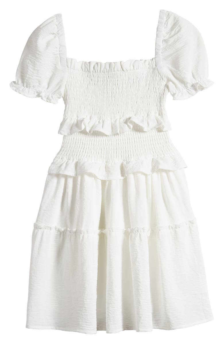 Miss Behave Kids' Puff Sleeve Smocked Dress, Main, color, 