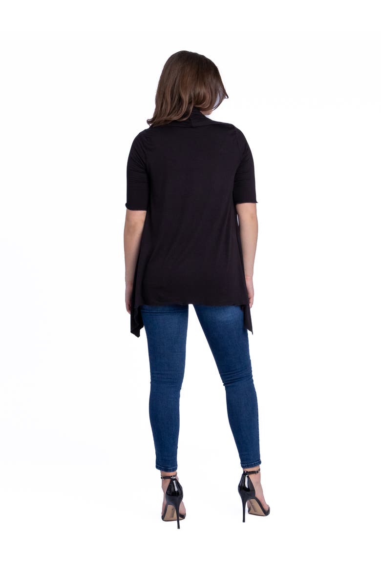 Loose Fit Open Front Cardigan with Half Sleeve, Alternate, color, Black