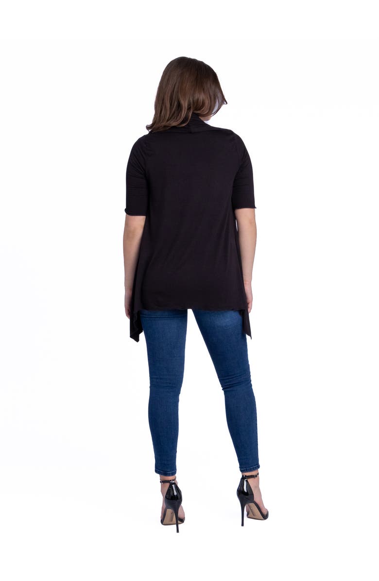 24seven Comfort Apparel Loose Fit Open Front Cardigan with Half Sleeve, Alternate, color, Black