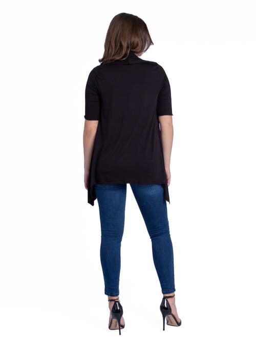 24seven Comfort Apparel Plus Size Elbow Length Open Front Cardigan Sweater In Black