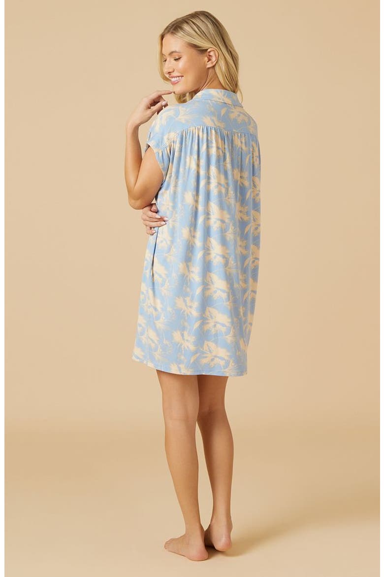 Soft Sleep Caftan Mini Sleepshirt, Alternate, color, Sky Blue Floral