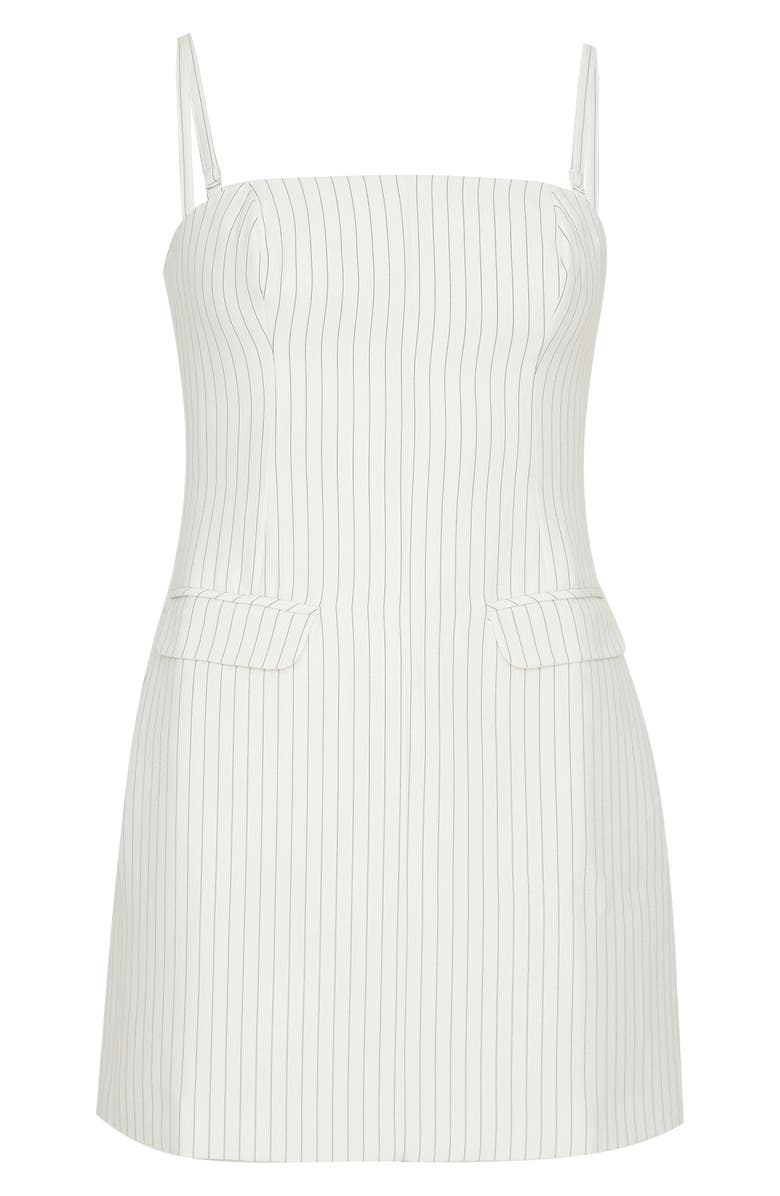 NASTY GAL Pinny Tailored Minidress, Alternate, color, Ivory Pinstripe