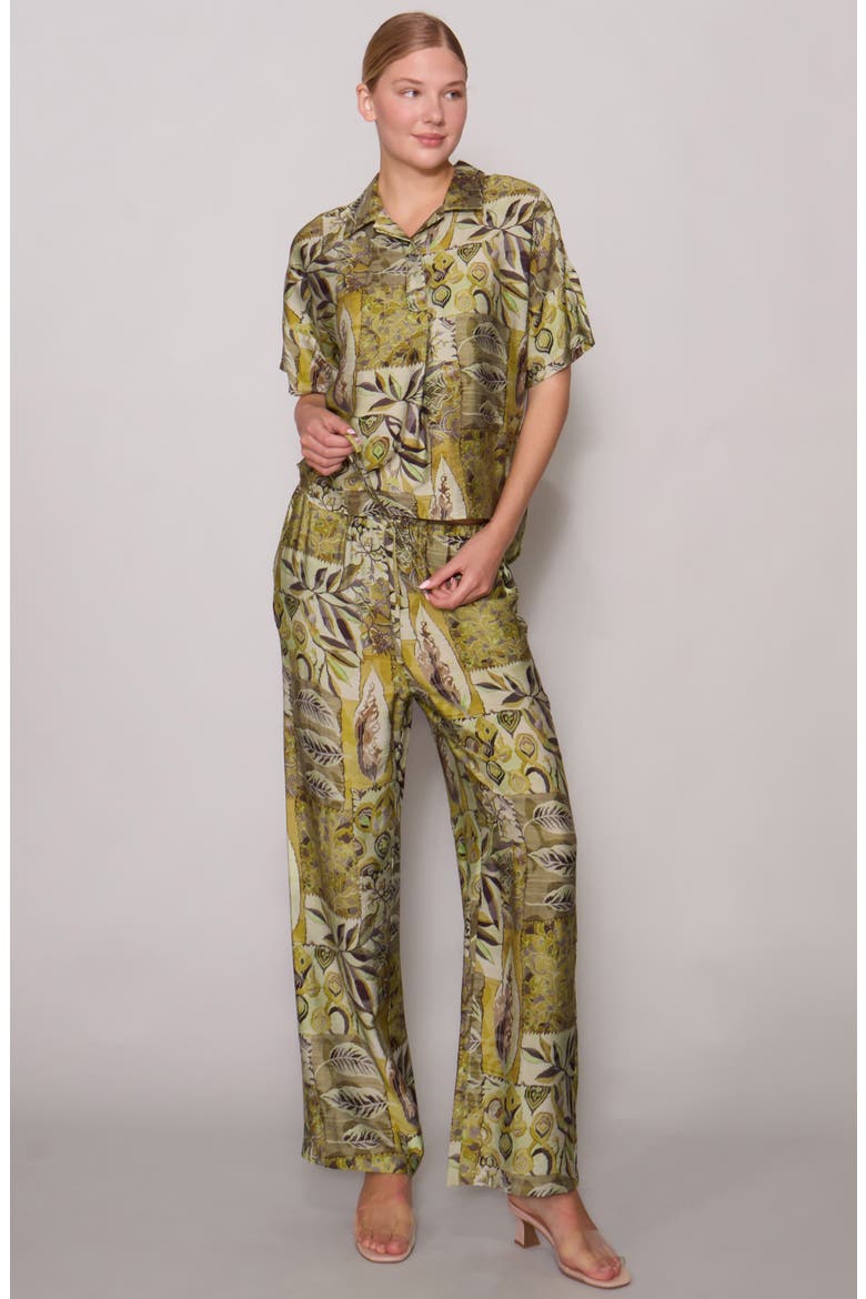 Easy Woven Pullover Shirt, Alternate, color, GREEN MULTI ABSTRACT