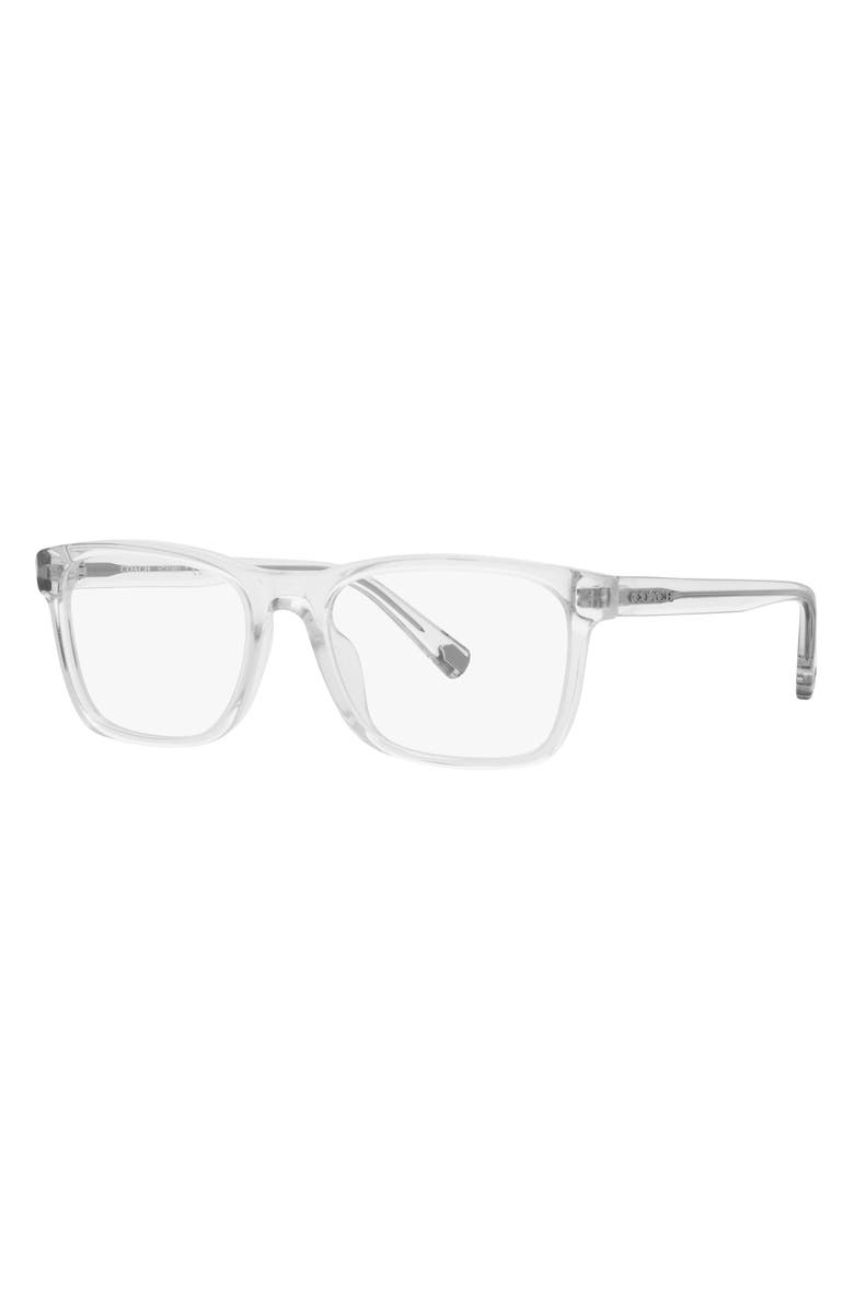 COACH 54mm Rectangular Optical Glasses, Alternate, color, Crystal / Demo Lens