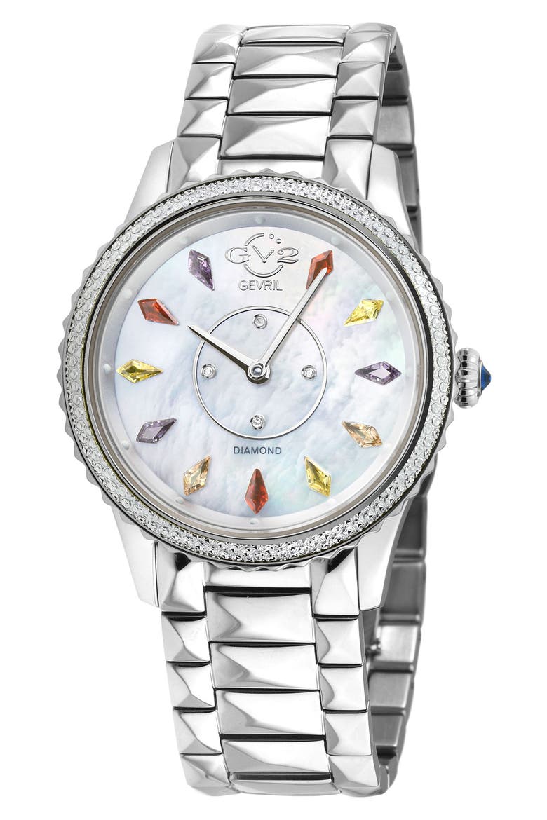 Siena Swiss Quartz Diamond Embellished Bracelet Watch - 0.02ct, 38mm, Main, color, SILVER