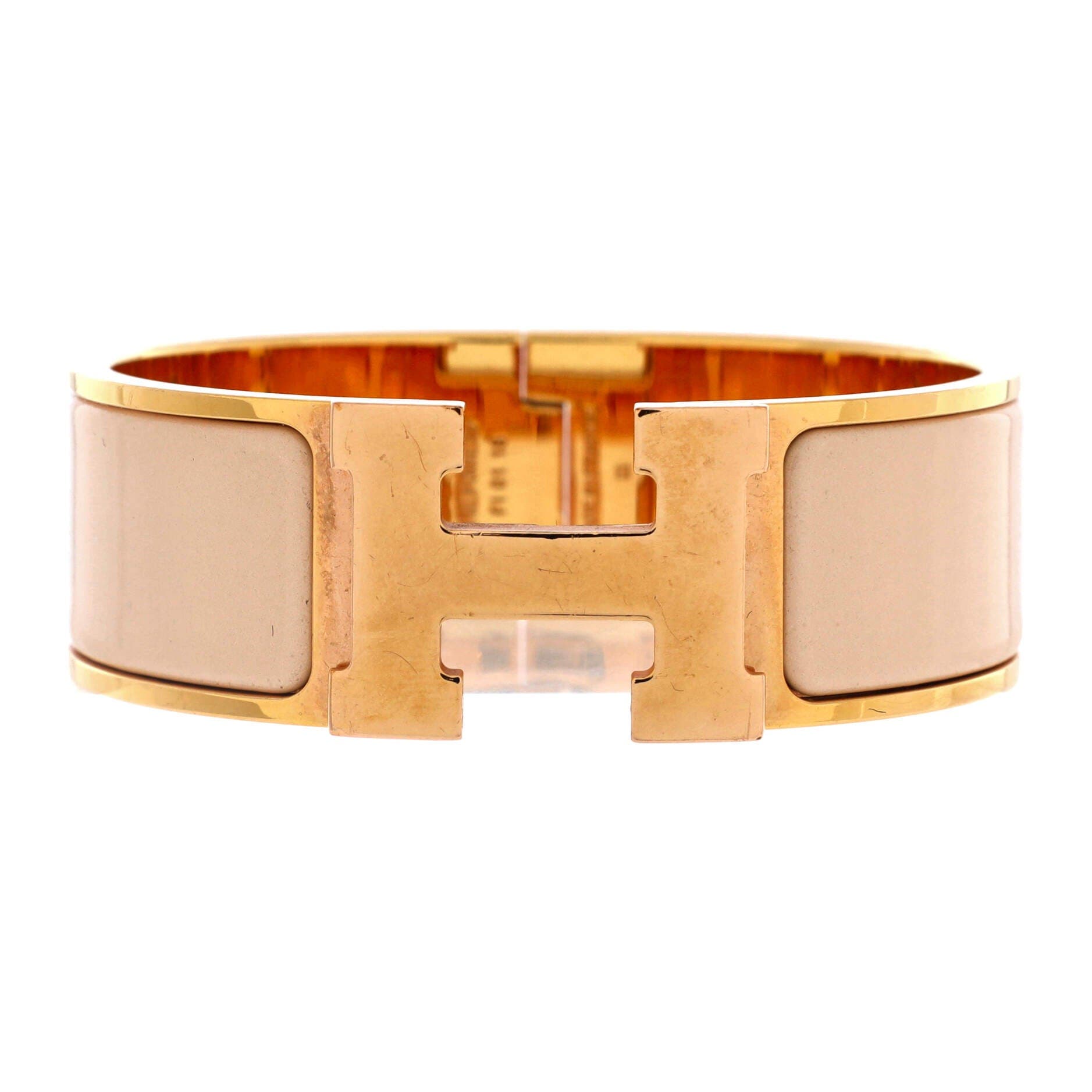 Clic H Bracelet Enamel Wide, Main, color, White