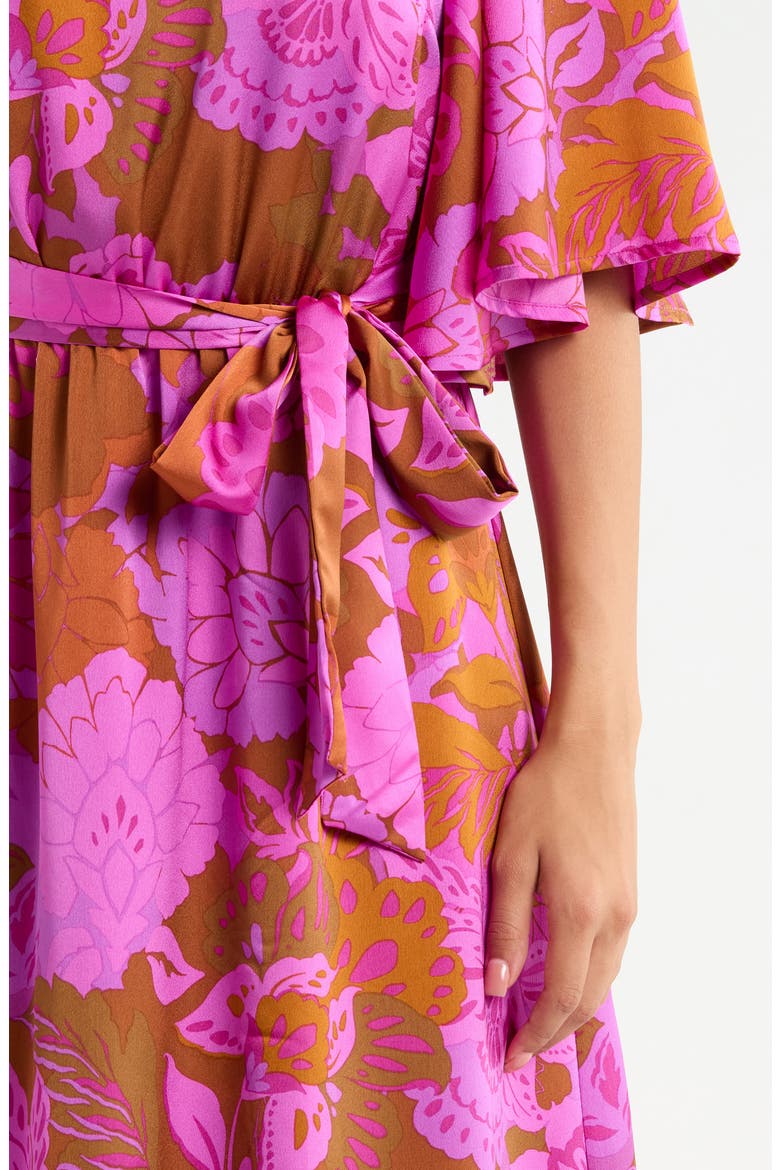 Lorian Floral Meara One-Shoulder Maxi Dress, Alternate, color, RUST-MAGENTA