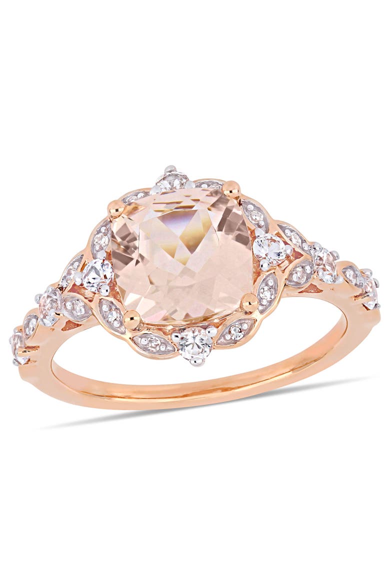 Morganite & White Sapphire Vintage Halo Ring, Main, color, Morganite