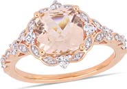 Julianna B. Morganite & White Sapphire Vintage Halo Ring