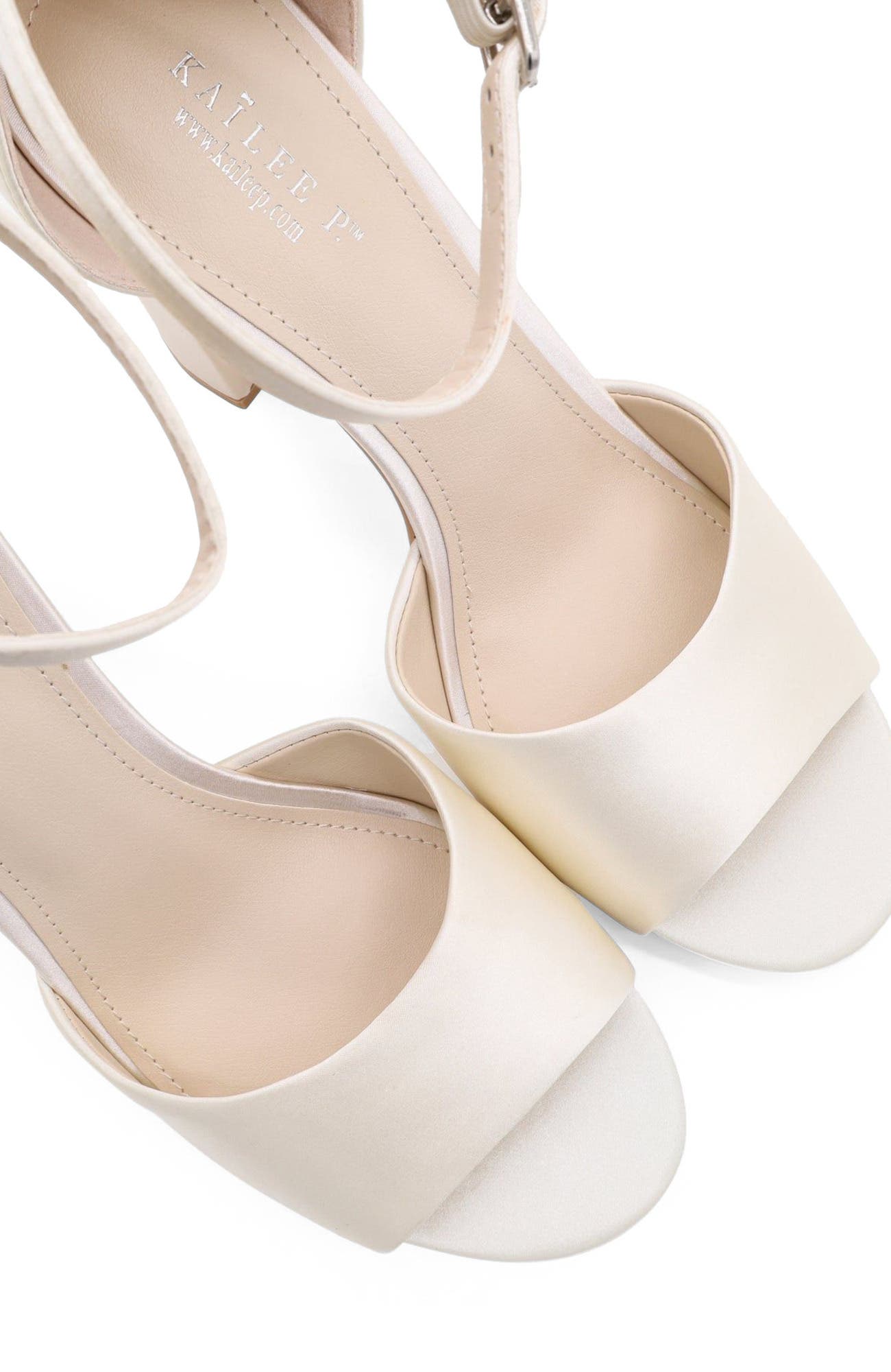 Sasha Satin Block Heel Wedding Sandals, Alternate, color, Ivory