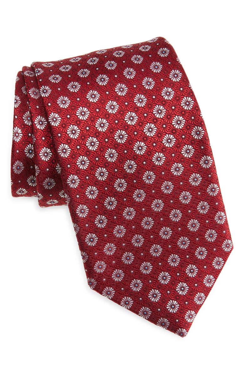 David Donahue Geometric Silk Tie, Main, color, Red