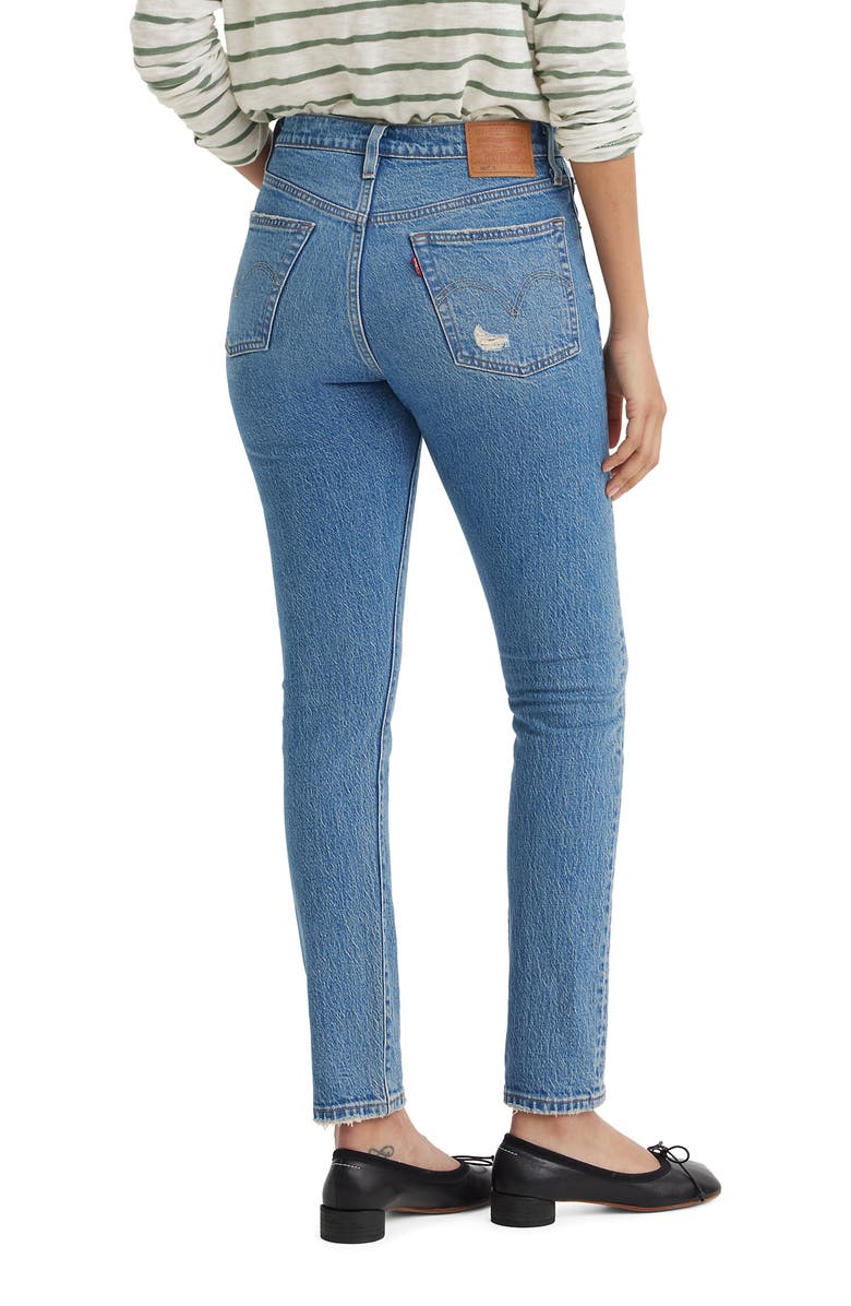 Levi's<sup>®</sup> 501<sup>®</sup> Ripped High Waist Skinny Jeans, Alternate, color, Historically Blue