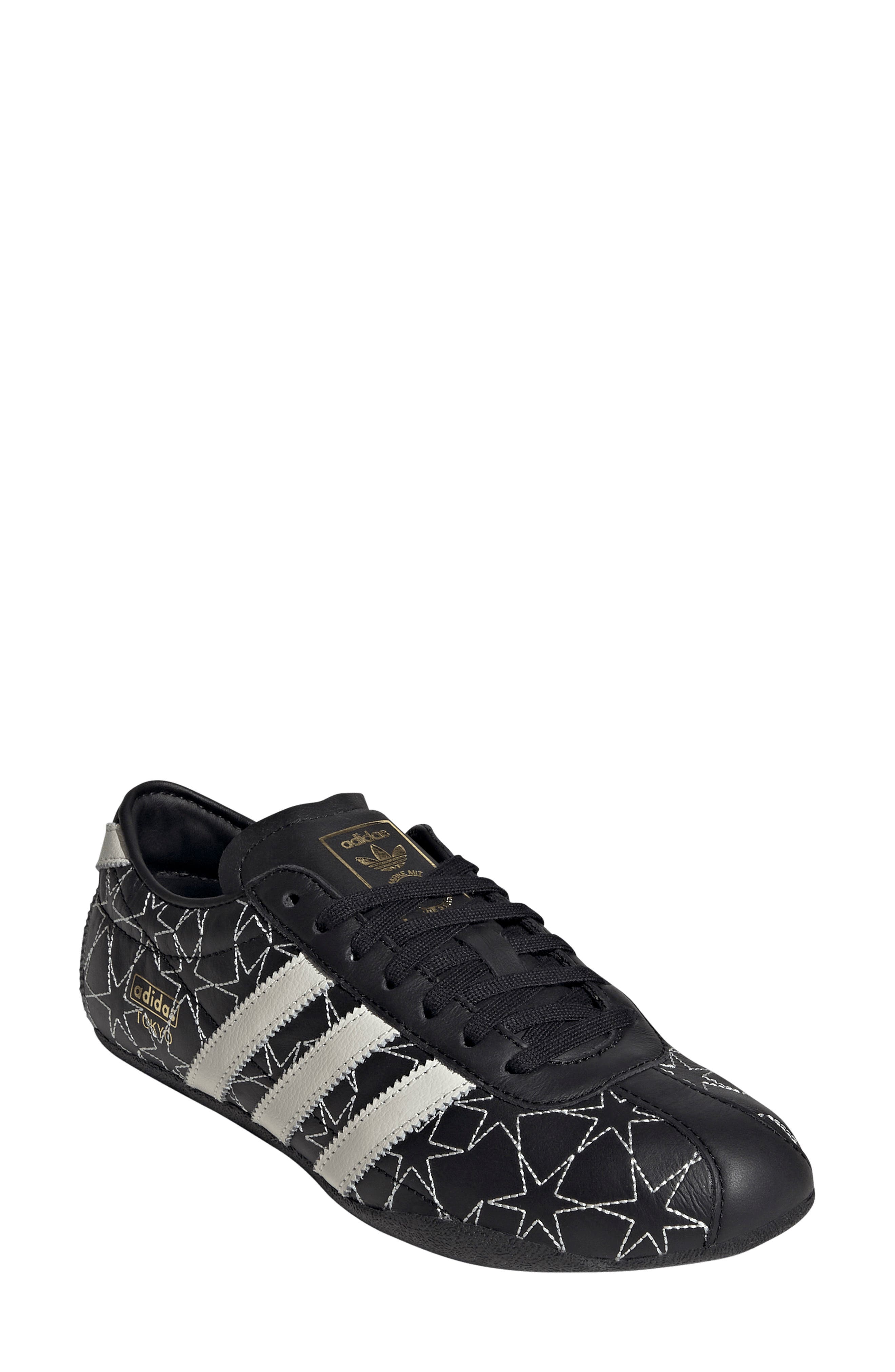 adidas Tokyo Embroidered Low Top Sneaker, Main, color, Black/ Off White/ Gold