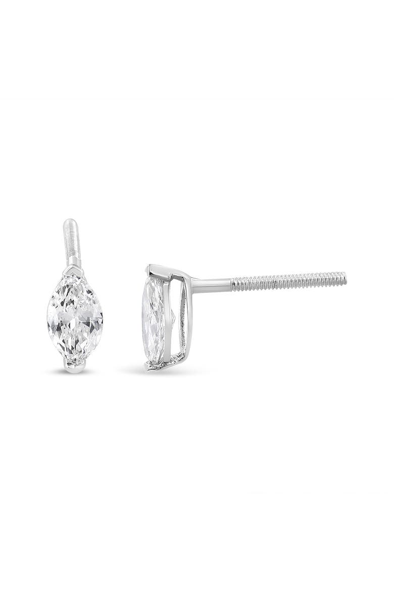 14K White Gold 1/2 Cttw Marquise Solitaire Lab Grown Diamond Stud Earrings, Alternate, color, White
