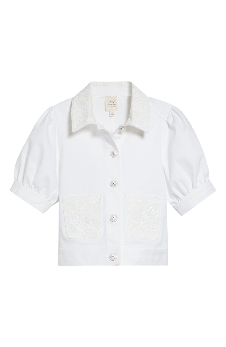 Cinq à Sept Ivana Short Sleeve Denim Jacket, Alternate, color, White