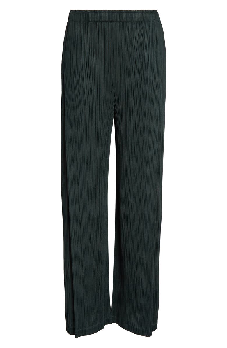 Pleats Please Issey Miyake Monthly Colors December Pleated Crop Wide Leg Pants, Alternate, color, Forest Green