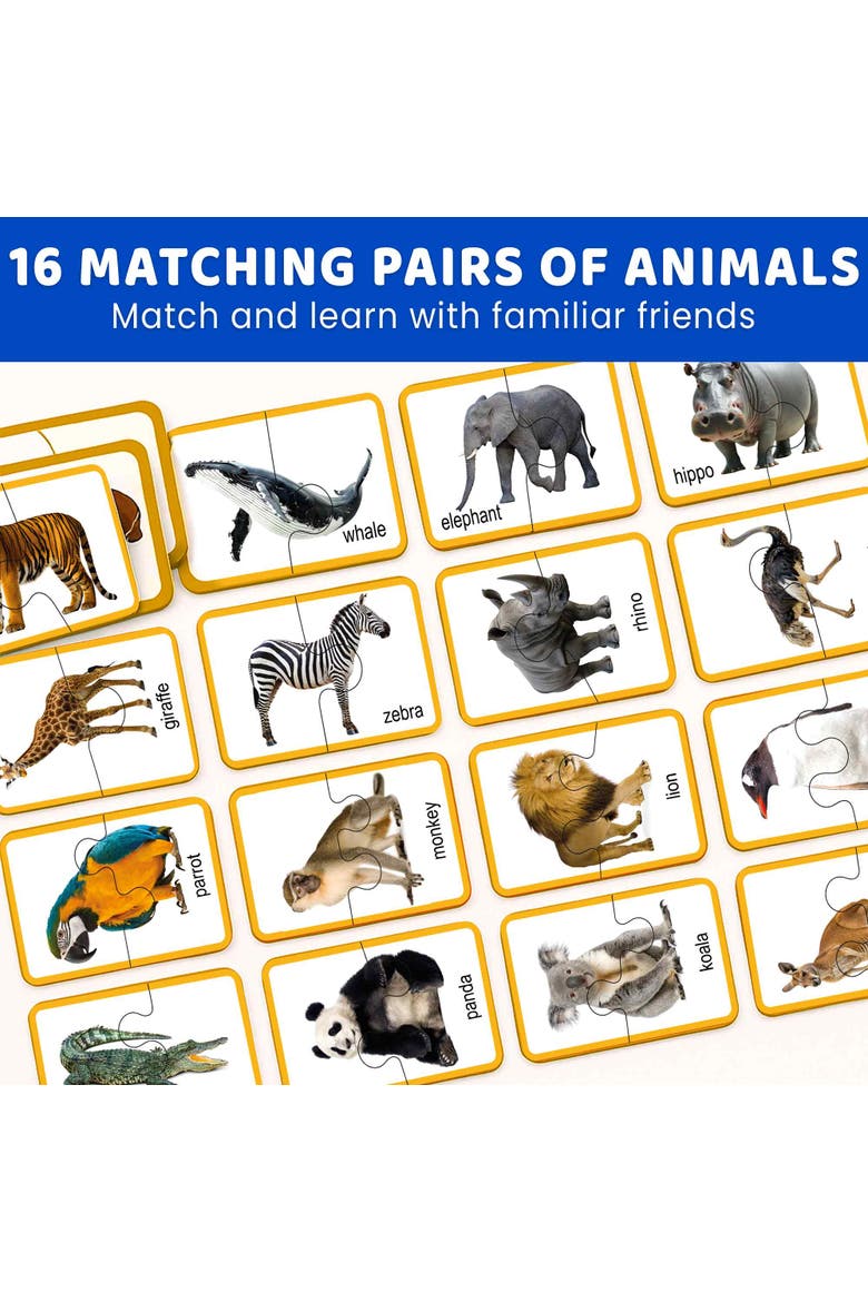 32-Piece Matching Puzzle Set for Toddlers, Alternate, color, Wild Animals
