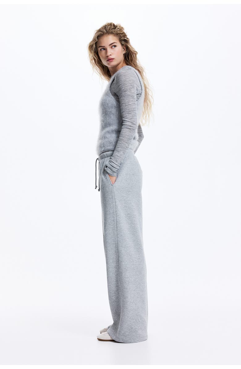 H&M Wide-leg joggers, Alternate, color, Gray Melange