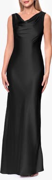 Betsy & Adam Open Back Satin Charmeuse Gown
