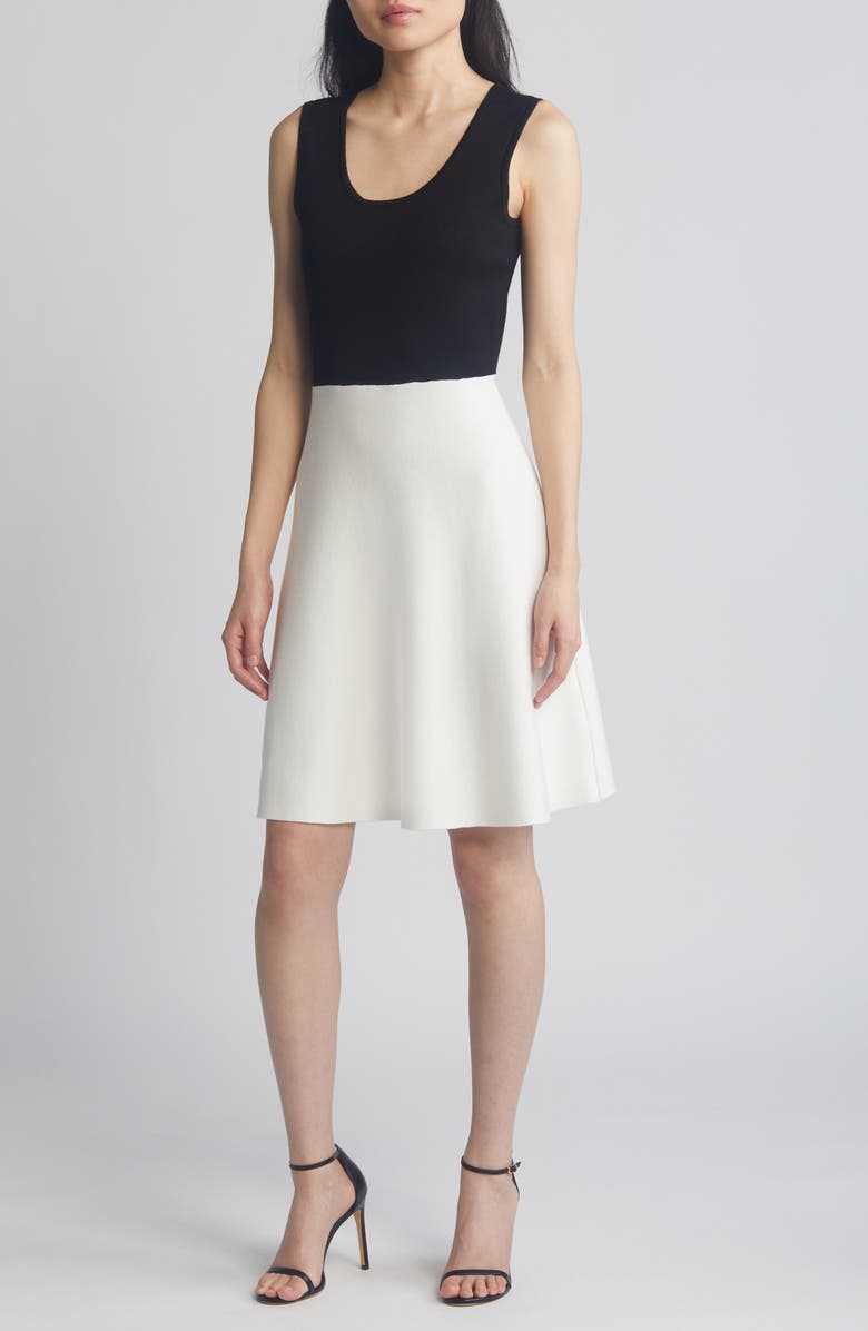 Tahari ASL Colorblock Sleeveless Sweater Dress, Main, color, 