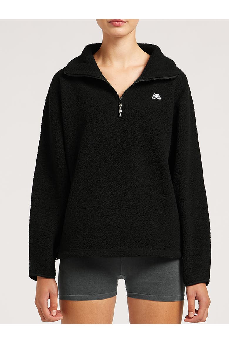 Alix Half-Zip Relaxed Cropped Fleece, Alternate, color, Black