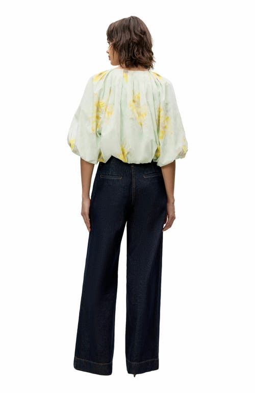Rebecca Taylor Yara Bubble Top In Sage Combo