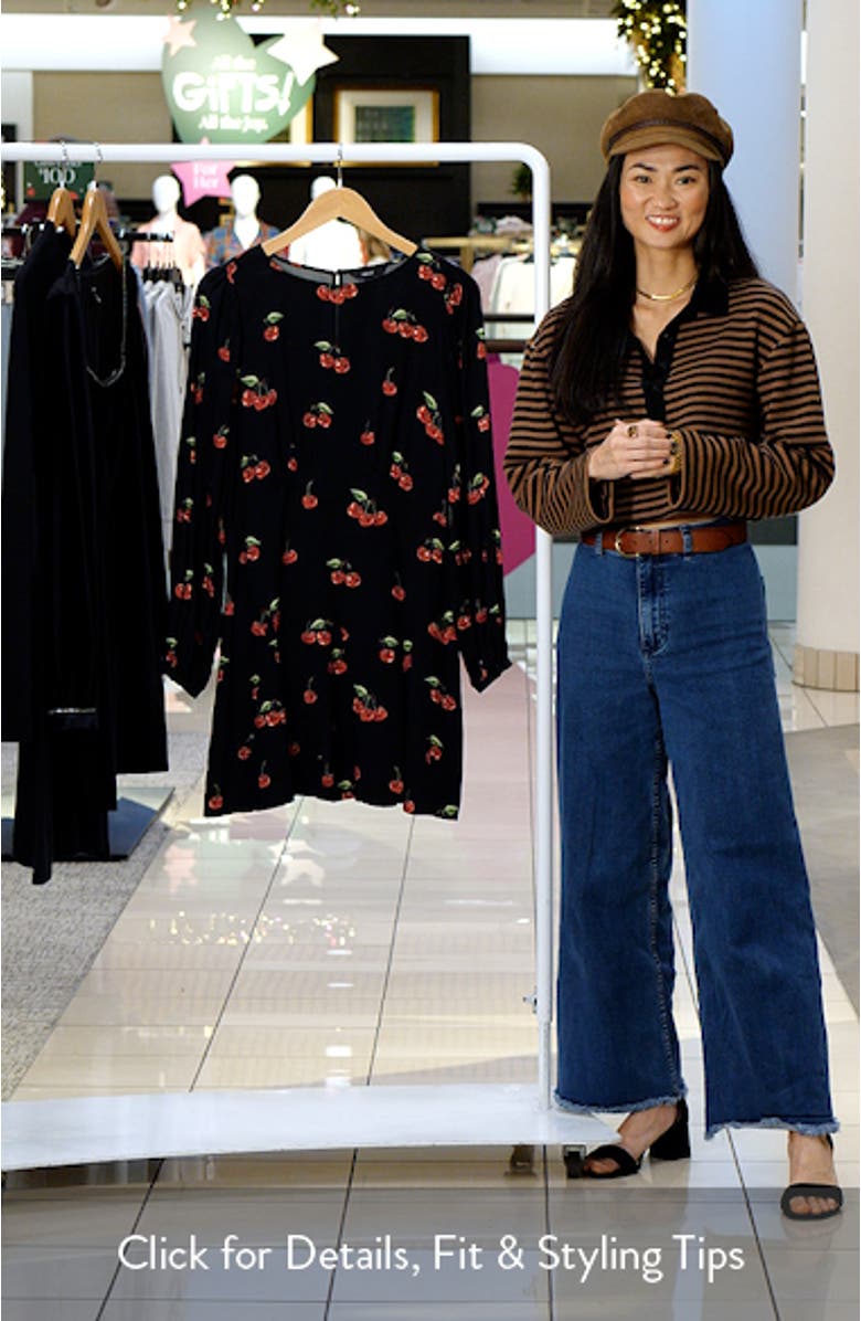 Cherry Print Long Sleeve Minidress, sales video thumbnail