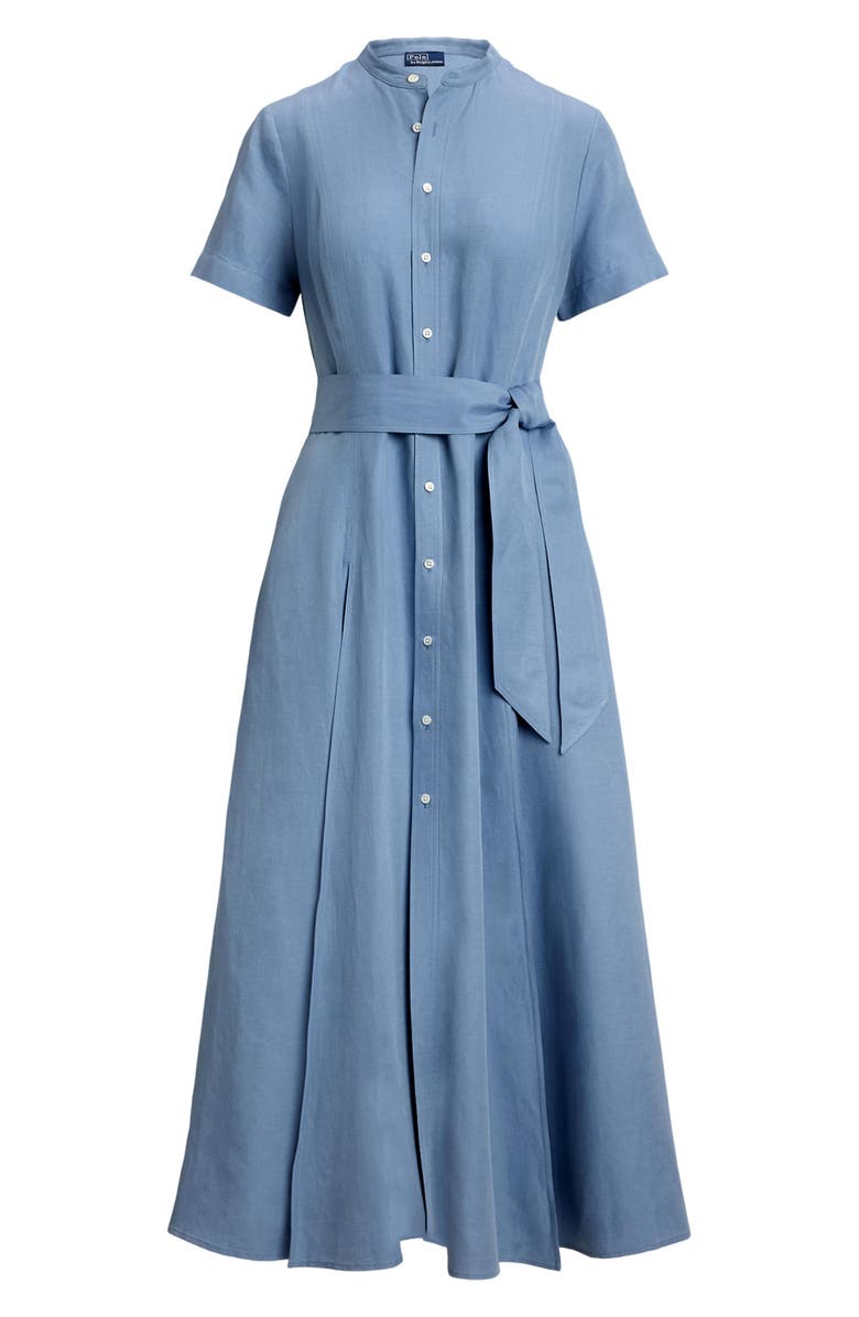 Polo Ralph Lauren Belted Silk Blend Maxi Shirtdress, Alternate, color, 