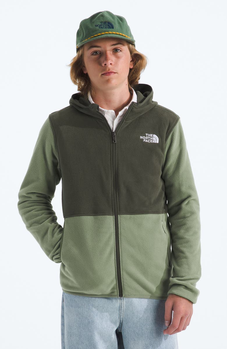 The North Face Kids' Glacier Polar Fleece Zip-Up Hoodie, Alternate, color, Bark Mist/ New Taupe Green