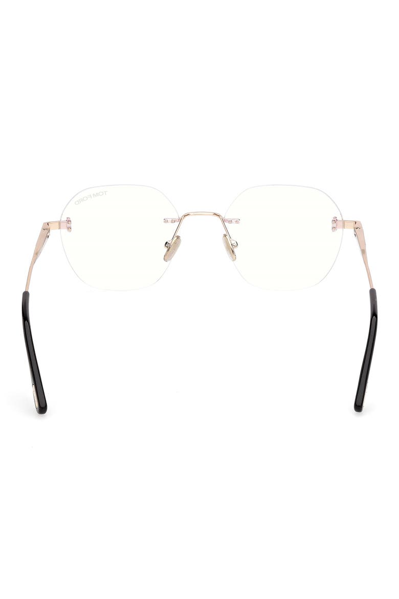 52mm Geometric Optical Glasses, Alternate, color, SHINY ROSE GOLD / SHINY BLACK