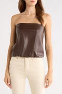 WAYF Camryn Faux Leather Strapless Top