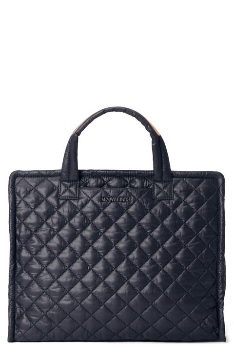 Medium Diamond Quilted Nylon Box Tote