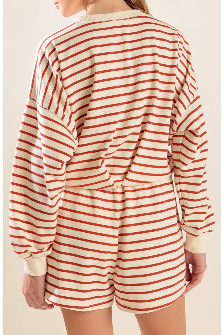 Striped Terry Top, Alternate, color, CREAM/ PUMPKIN