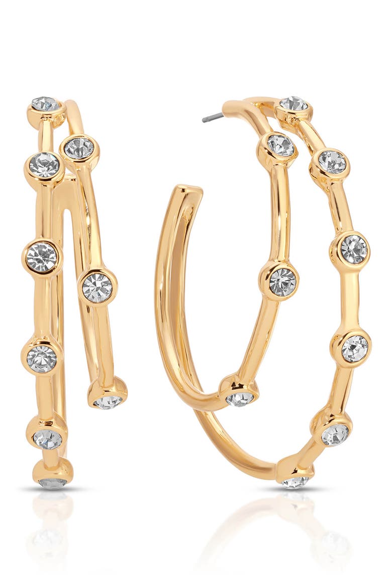 Double Dotted Hoop Earrings, Main, color, GOLD