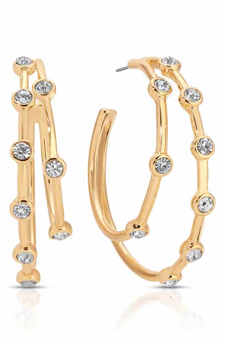 Ettika Double Dotted Hoop Earrings
